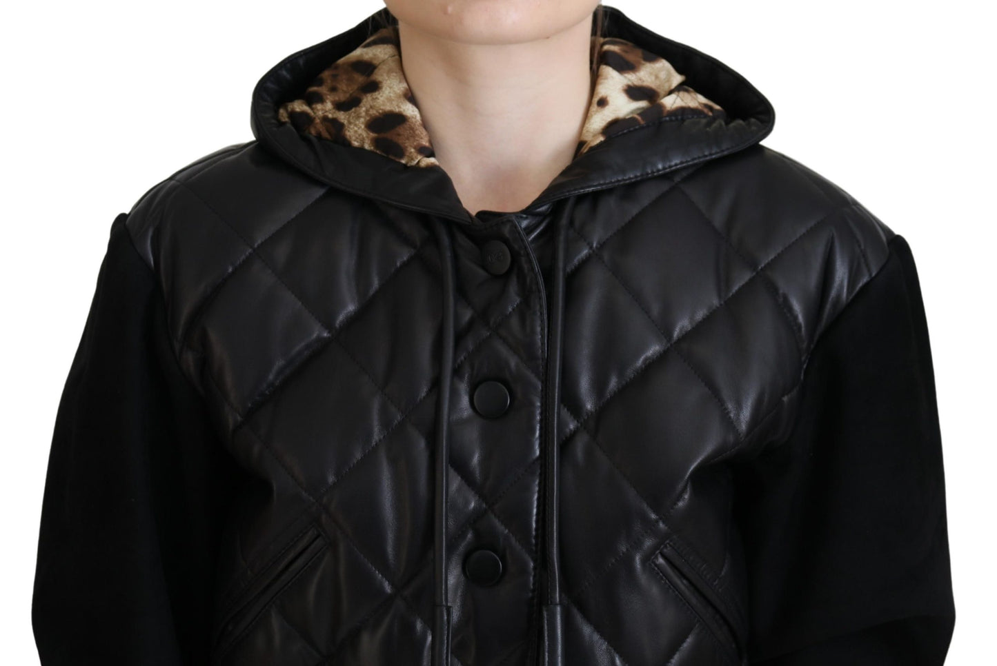 Elegant Quilted Leather Jacket with Hood