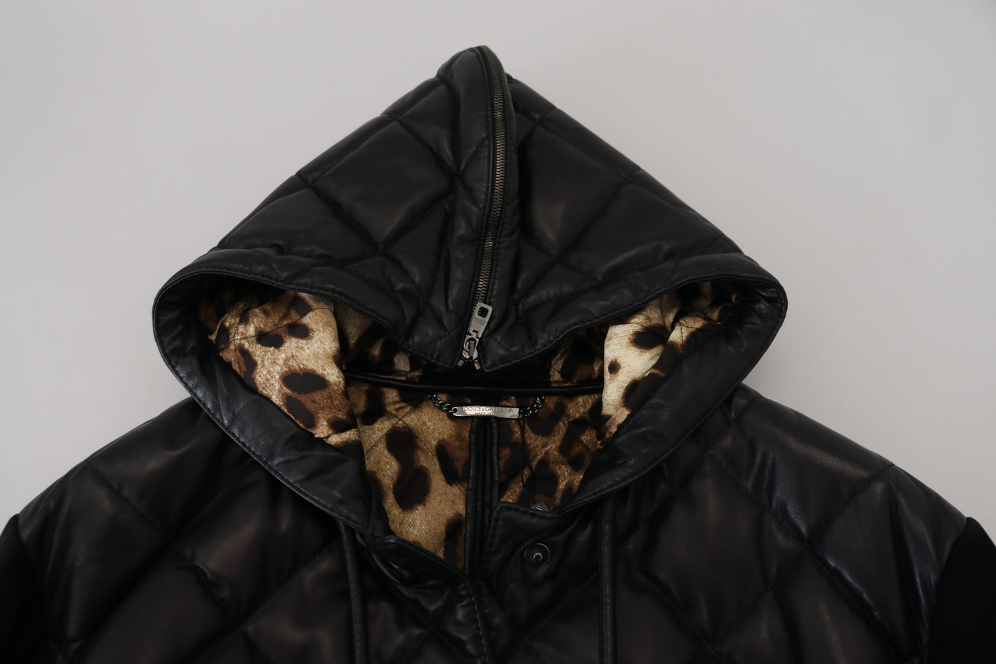 Elegant Quilted Leather Jacket with Hood