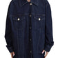 Elegant Blue Denim Button-Down Jacket