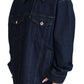 Elegant Blue Denim Button-Down Jacket