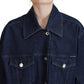 Elegant Blue Denim Button-Down Jacket