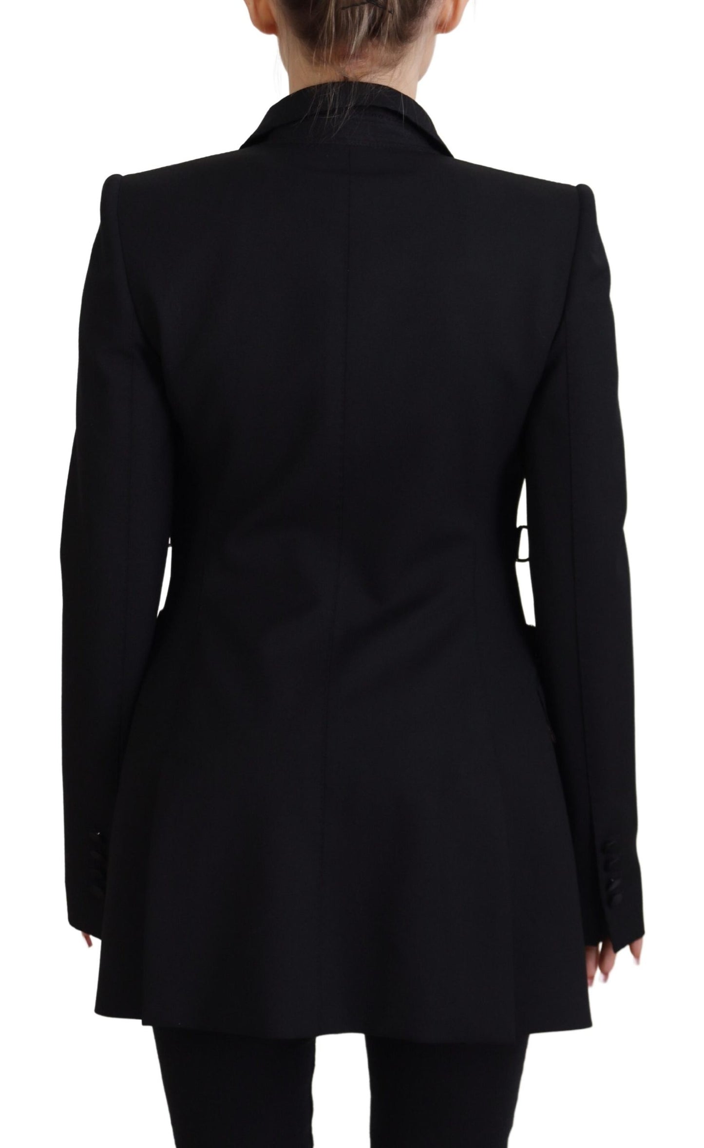 Elegant Black Wool Blend Jacket with Embellishments