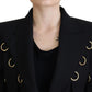 Elegant Black Wool Blend Jacket with Embellishments