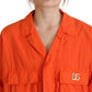 Elegant Orange Cotton Blend Jacket