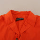 Elegant Orange Cotton Blend Jacket