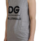 Elegant Gray Cotton Tank Tee with Chic Print