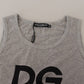 Elegant Gray Cotton Tank Tee with Chic Print