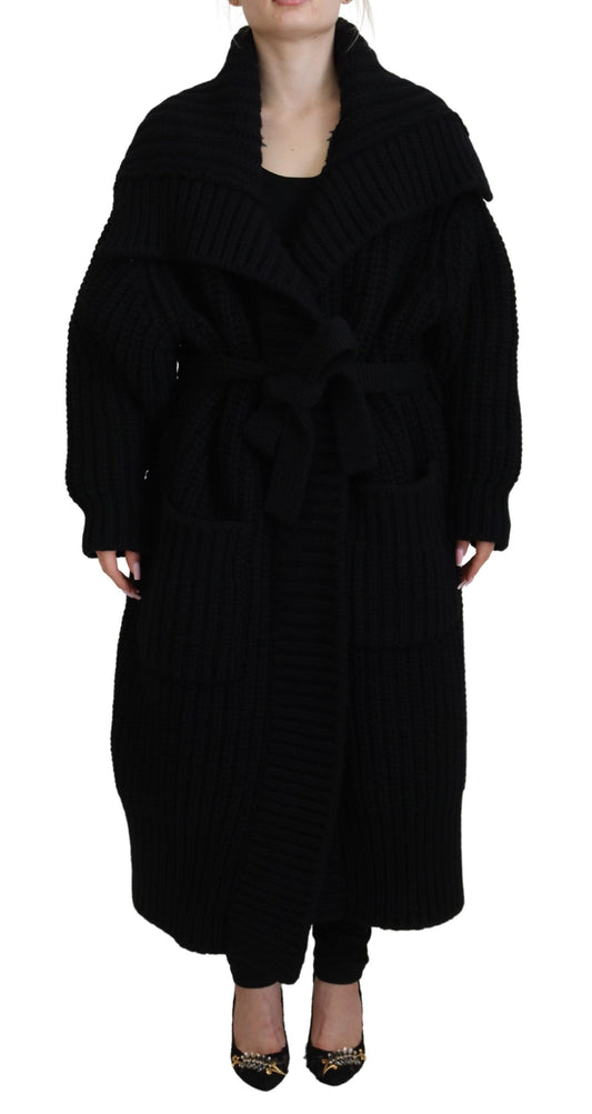 Elegant Black Long Cardigan Sweater