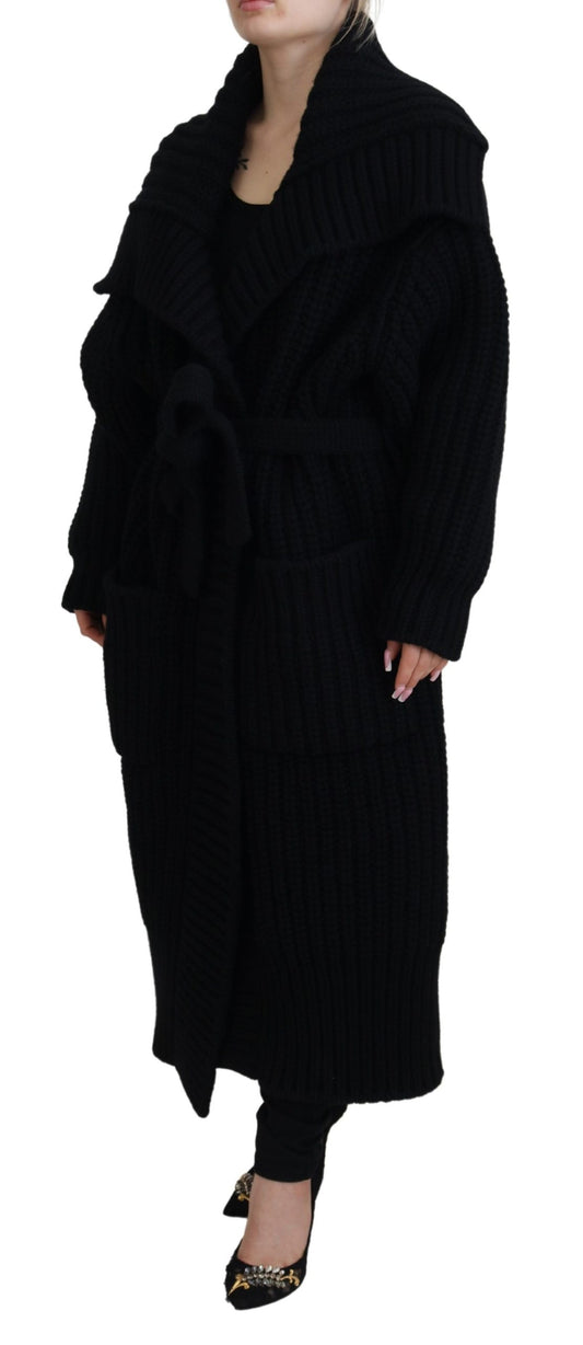 Elegant Black Long Cardigan Sweater