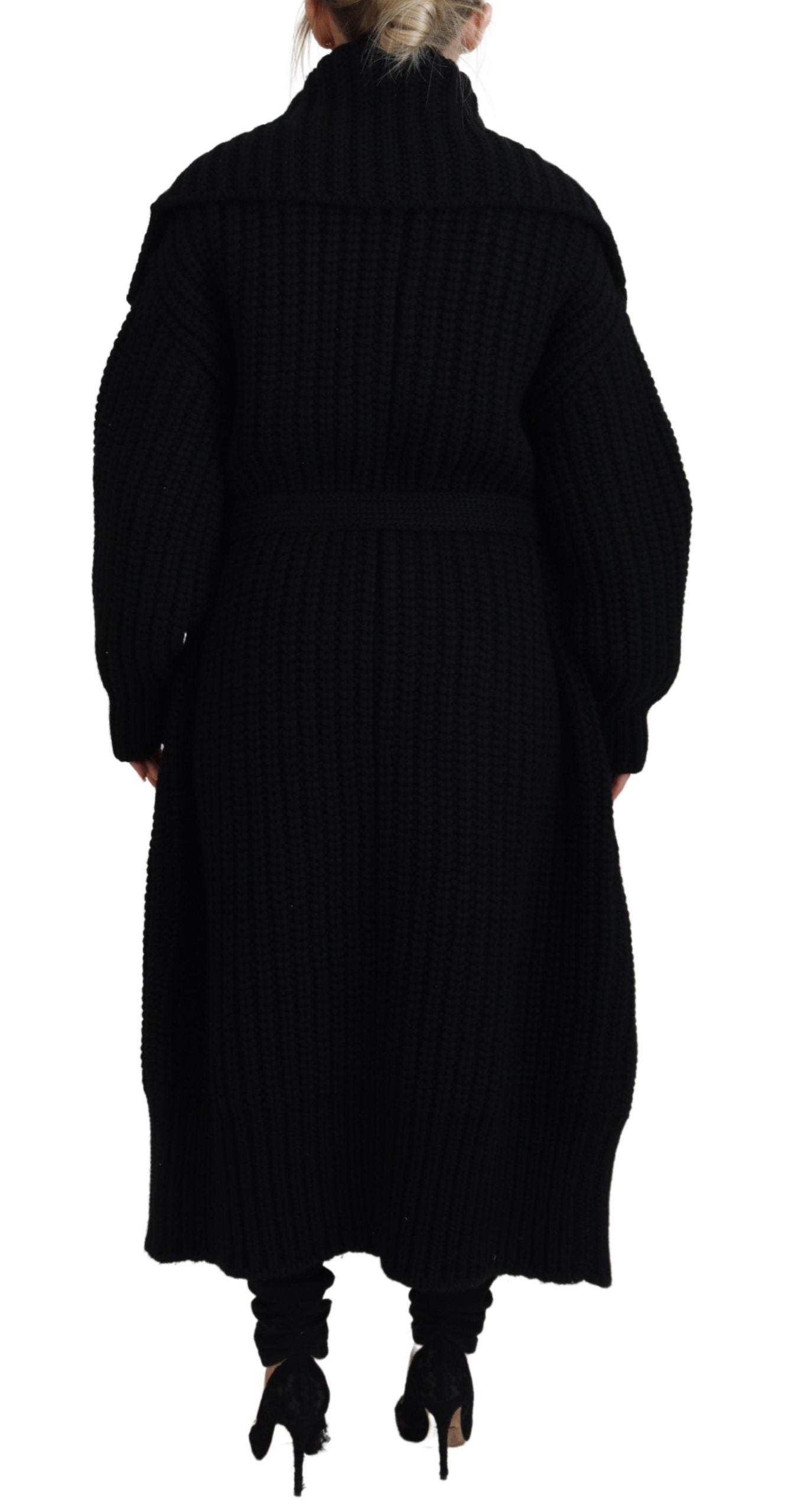Elegant Black Long Cardigan Sweater