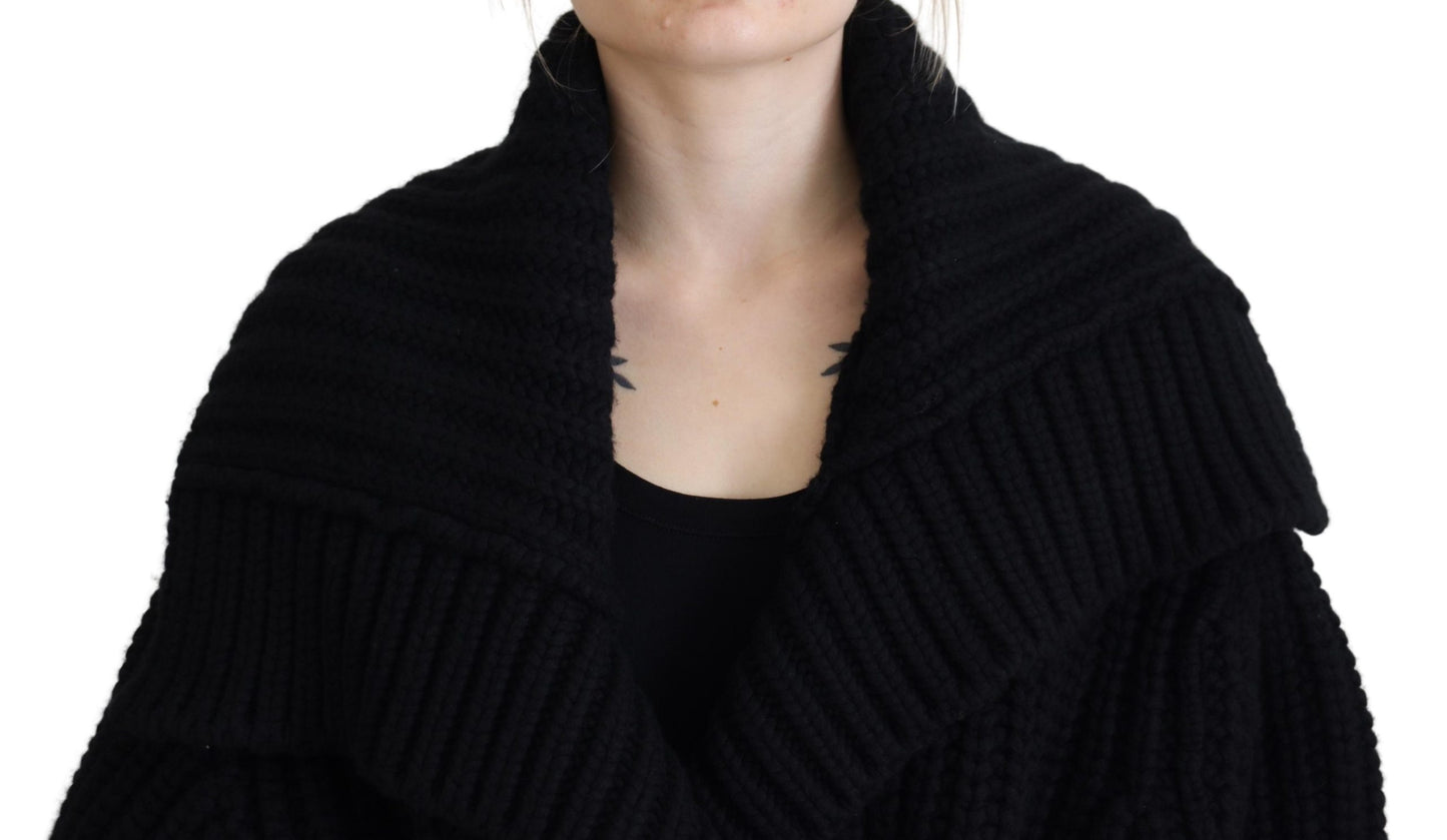 Elegant Black Long Cardigan Sweater