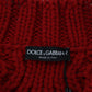 Elegant Red Virgin Wool Cardigan