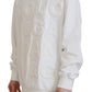 Chic White Cotton Sweatshirt with Logo Embossing