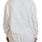 Chic White Cotton Sweatshirt with Logo Embossing