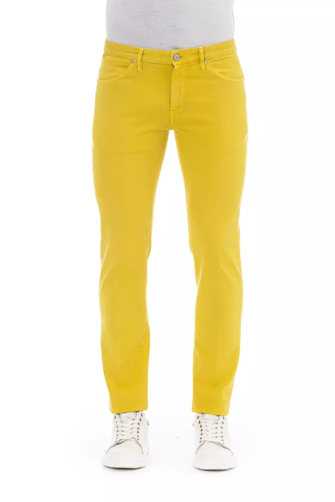 Yellow Cotton Men Jeans