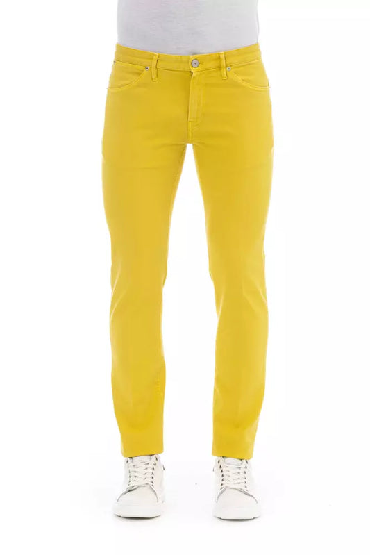 Yellow Cotton Men Jeans
