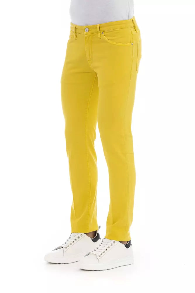 Yellow Cotton Men Jeans