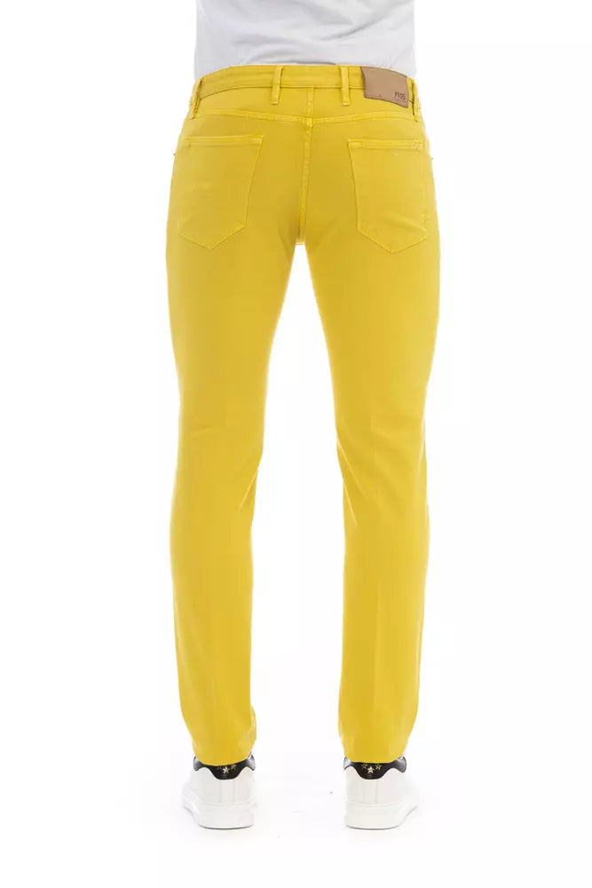 Yellow Cotton Men Jeans