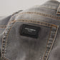 Elegant Gray Washed Cotton Stretch Jeans