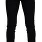Elegant Black Cotton Blend Jeans