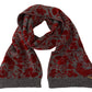 Red Grey Knitted Wrap Warmer Womens Shawl Scarf