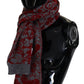 Red Grey Knitted Wrap Warmer Womens Shawl Scarf