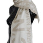 Beige White Logo Wrap Warmer Shawl Scarf