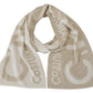 Beige White Logo Wrap Warmer Shawl Scarf