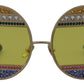 Gold Oval Metal Crystals Shades DG2209B Sunglasses