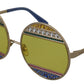 Gold Oval Metal Crystals Shades DG2209B Sunglasses