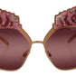 Pink Gold Rose Sequin Embroidery DG2202 Sunglasses