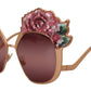 Pink Gold Rose Sequin Embroidery DG2202 Sunglasses
