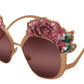 Pink Gold Rose Sequin Embroidery DG2202 Sunglasses