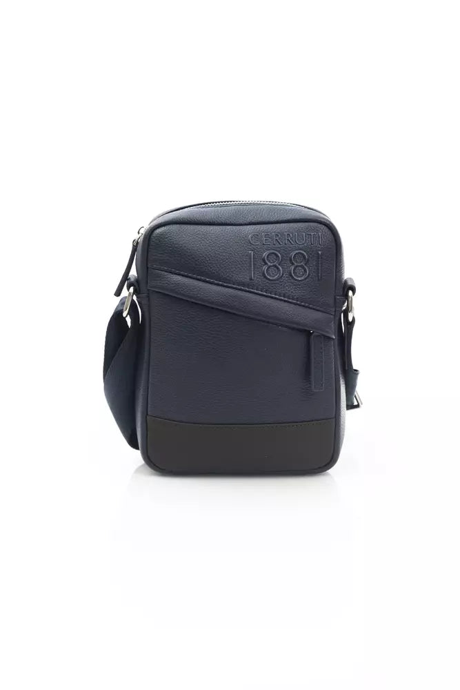 Blue Leather Male Messenger Bag