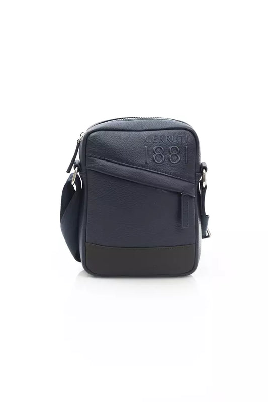 Blue Leather Male Messenger Bag