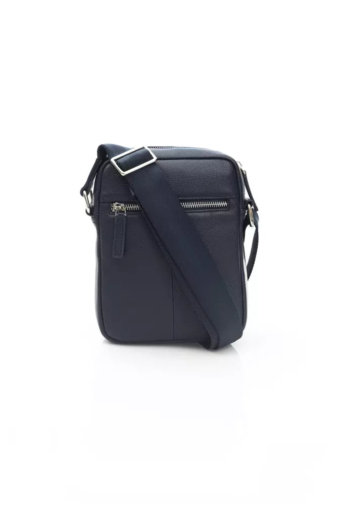 Blue Leather Male Messenger Bag