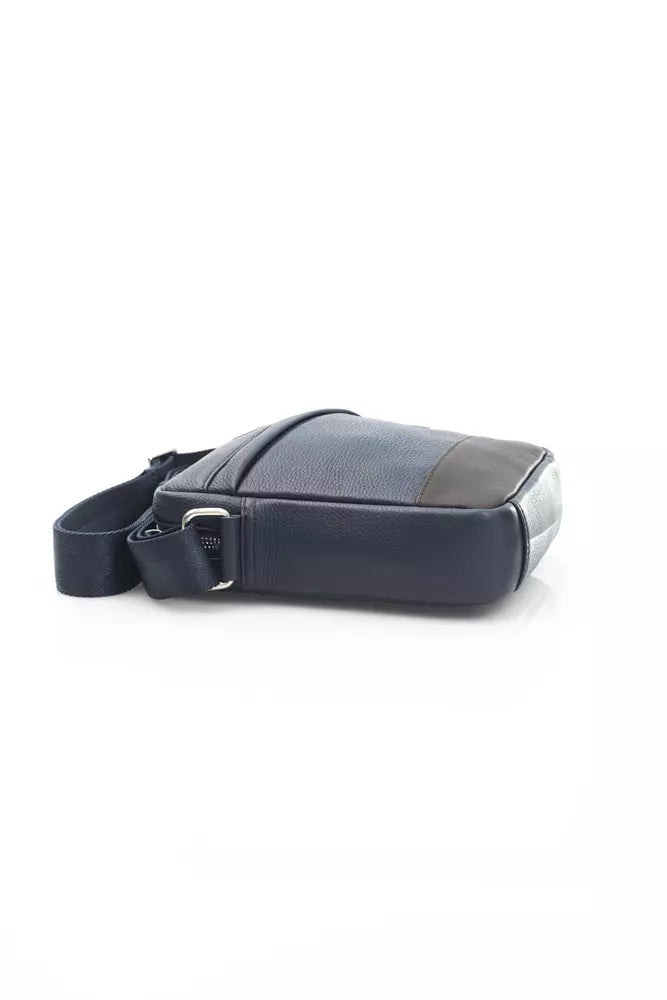 Blue Leather Male Messenger Bag