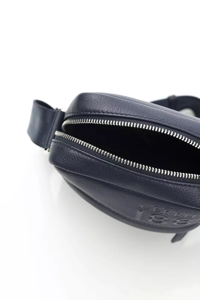 Blue Leather Male Messenger Bag