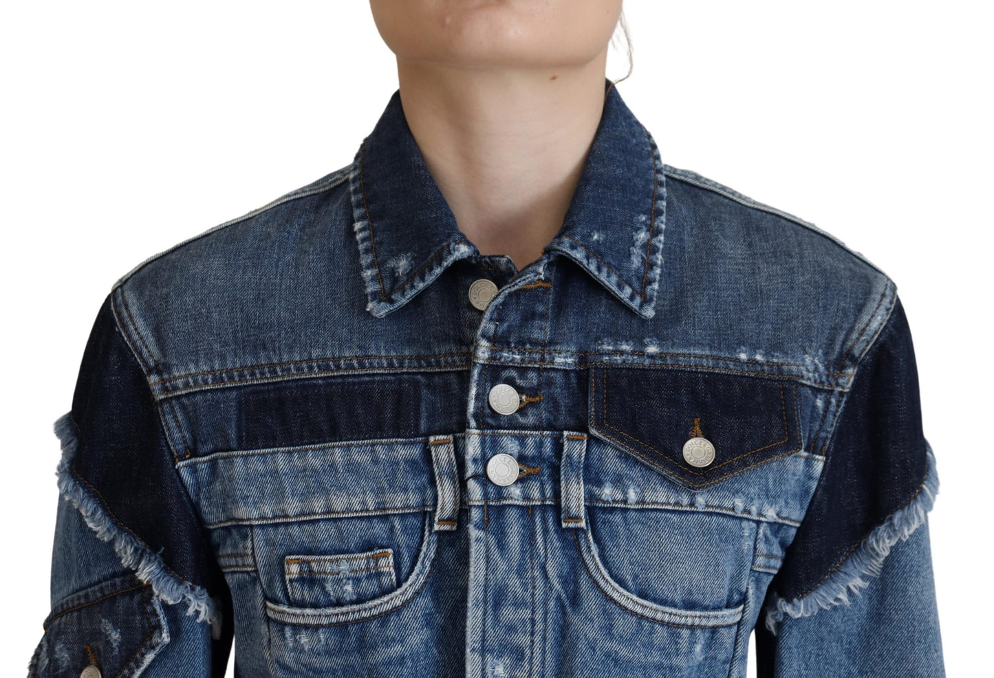 Chic Blue Wash Short Blouson Jacket