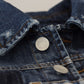 Chic Blue Wash Short Blouson Jacket
