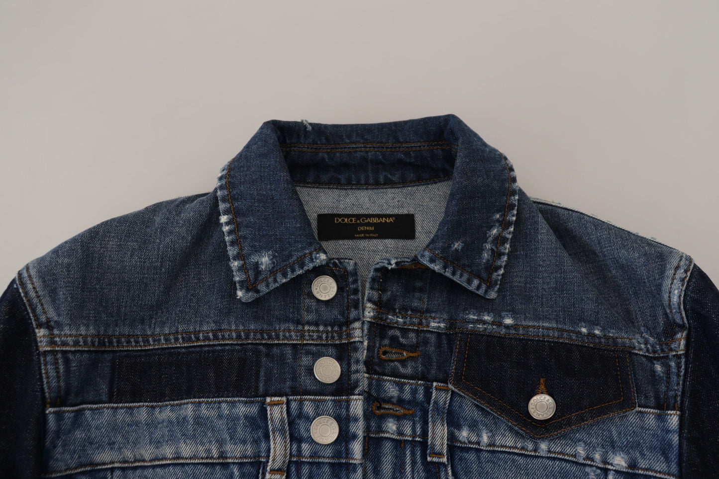 Chic Blue Wash Short Blouson Jacket