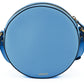Blue Calf Leather Round Disco Shoulder Bag