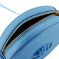 Blue Calf Leather Round Disco Shoulder Bag