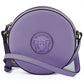 Purple Calf Leather Round Disco Shoulder Bag
