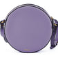 Purple Calf Leather Round Disco Shoulder Bag