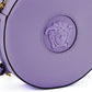 Purple Calf Leather Round Disco Shoulder Bag