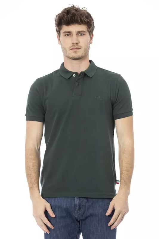 Green Cotton Men Polo