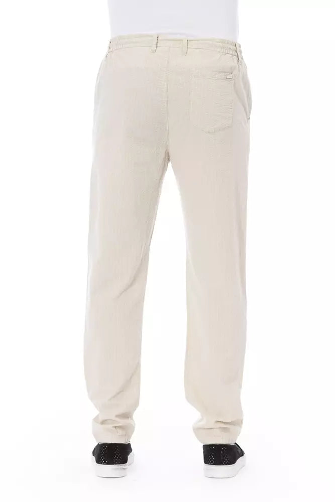 Beige Cotton Men Chino Pants