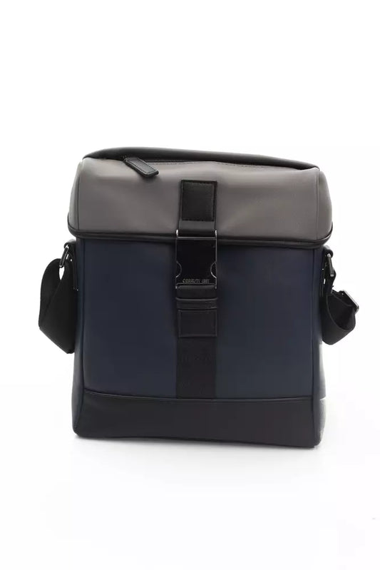 Blue Polyurethane Men Messenger Bag