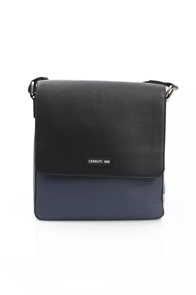 Blue Leather Men Messenger Bag